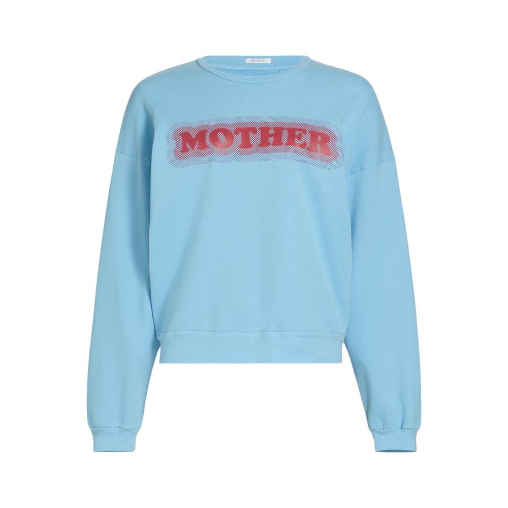MOTHER The Drop Square Logo Cotton Sweatshirt in Mother High Density XS